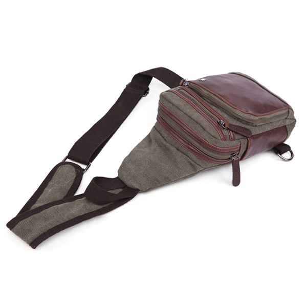 Men Bag, Canvas Causal Travel, Outdoor Shoulder Crossbody Chest Bag