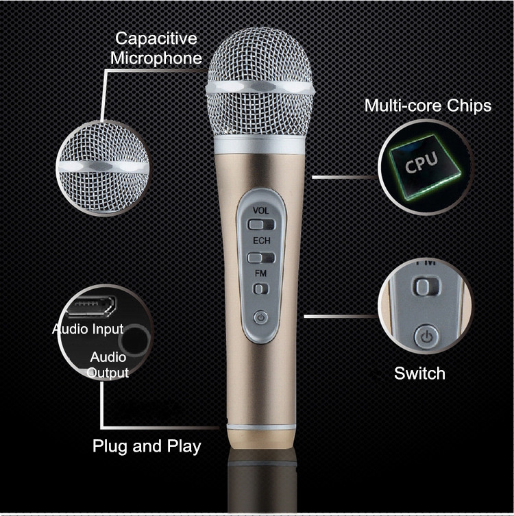 TUXUN KF301 Mini Handheld Karaoke Microphone FM Wireless Car Moving KTV Room For iPhone Smartphones
