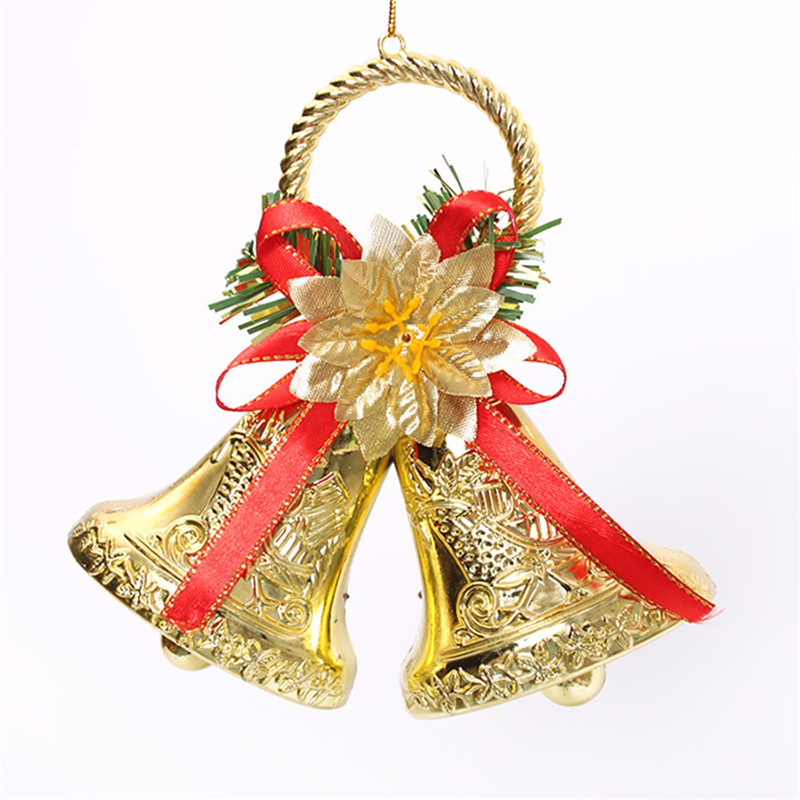 Christmas Bowknot Double Bell Xmas Tree Ornament Pendant Door Hanging Decoration - Photo: 3