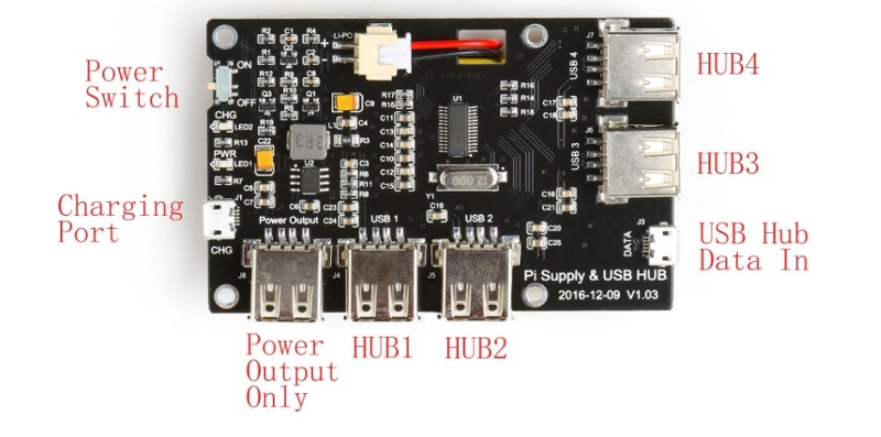 Functional Mini Power Supply And USB HUB Support Power Charging Data Transport For Raspberry Pi 12