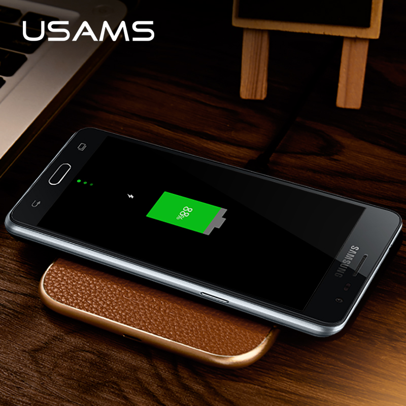 

USAMS Qi Aluminum+PU 7mm Thickness Metal Wireless Charger for Samsung S7 S7Edge S6 S6Edge