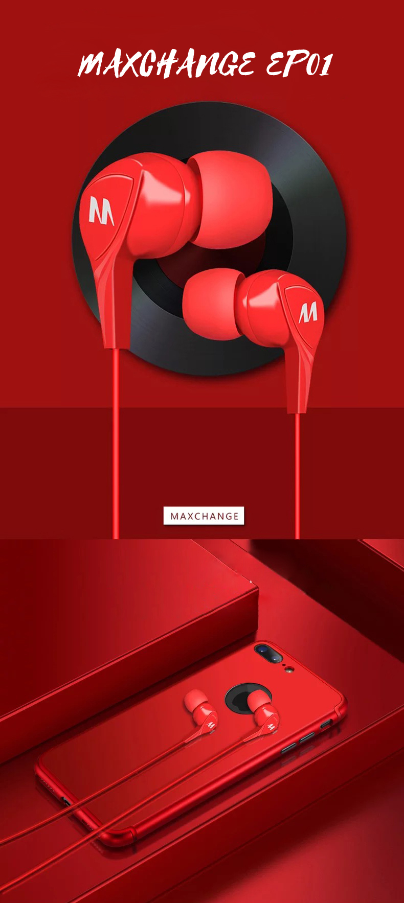 Maxchange EP01 3.5mm Stereo In-Ear Earphone Red White 6