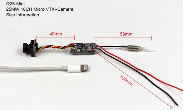 Kingkong Q25-Mini 5.8G 25MW 16CH VTX 600TVL CMOS 1/4 Micro FPV Camera   - Photo: 2