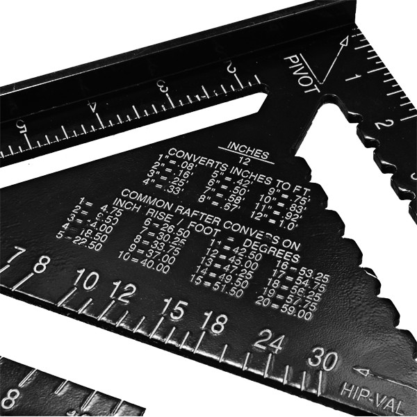 Raitool™ AR01 260x185x185mm Metric Aluminum Alloy Triangle Ruler Black Triangular Rule 14