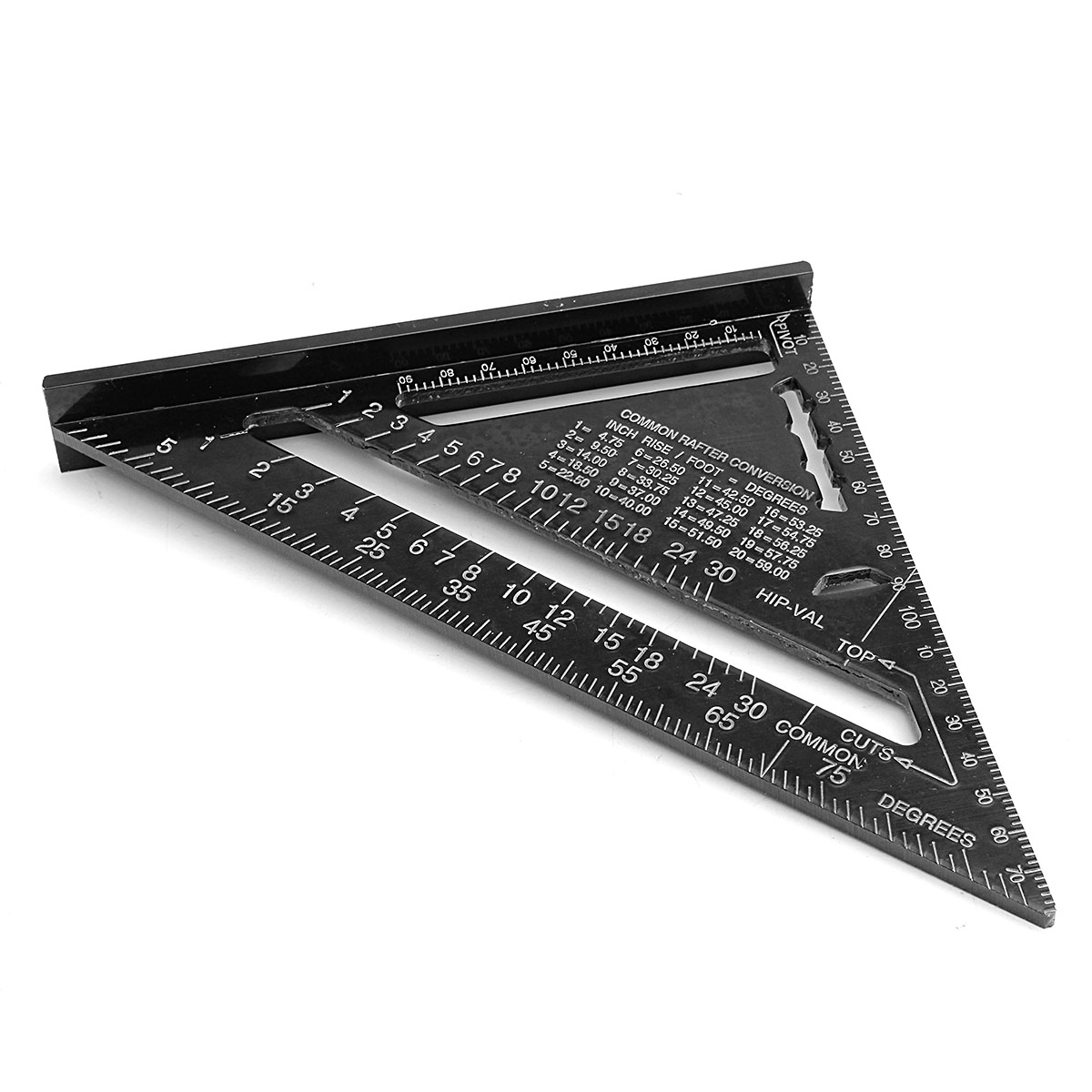 Raitool™ AR01 260x185x185mm Metric Aluminum Alloy Triangle Ruler Black Triangular Rule 12