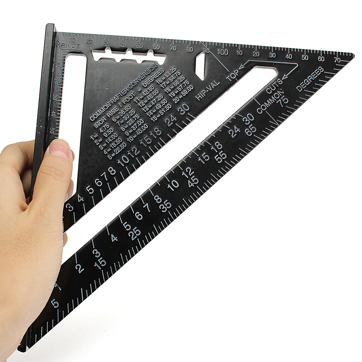 Raitool™ AR01 260x185x185mm Metric Aluminum Alloy Triangle Ruler Black Triangular Rule 8