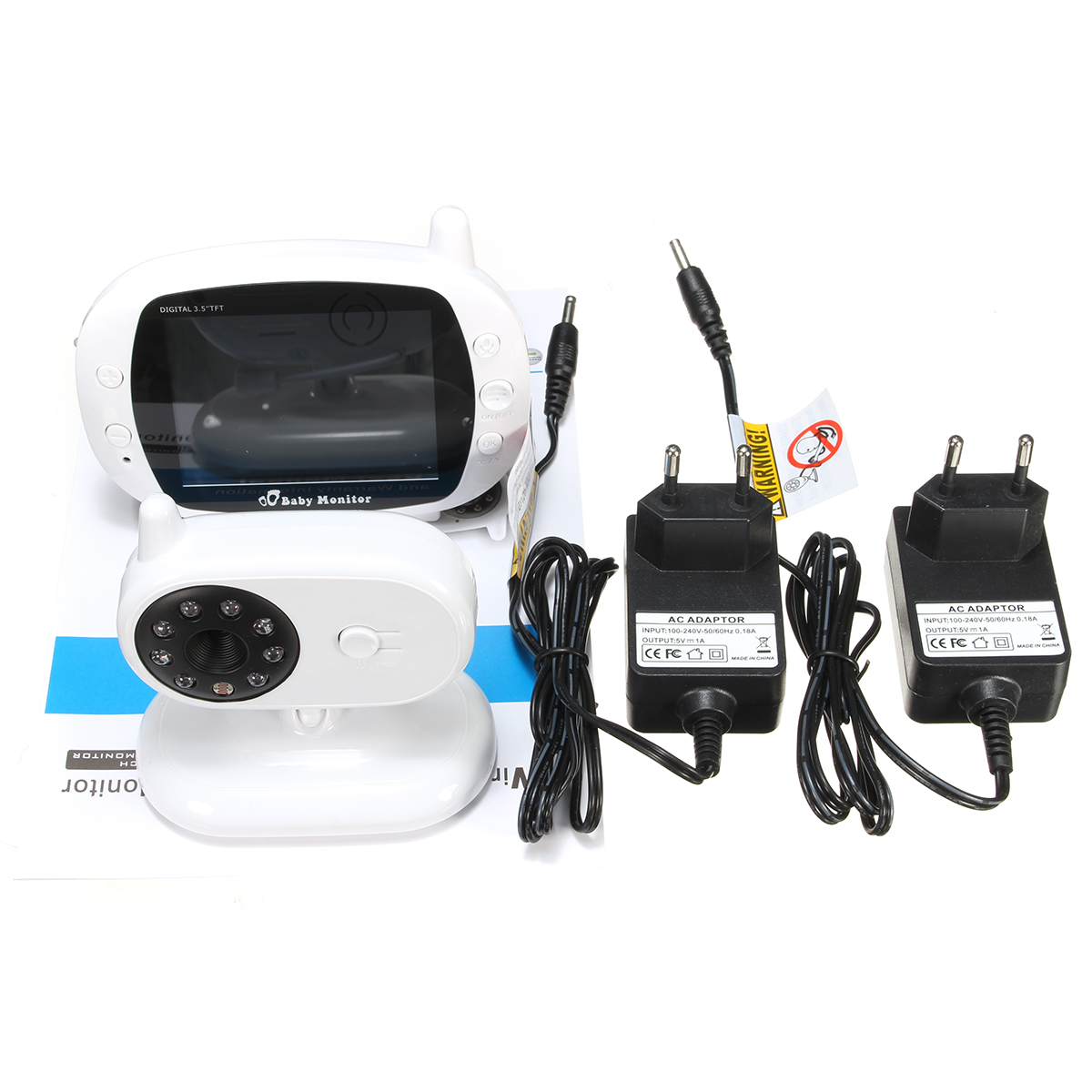 2.4G Wireless Digital 3.5 inch LCD Baby Monitor Camera Audio Talk Video Night Vision 22