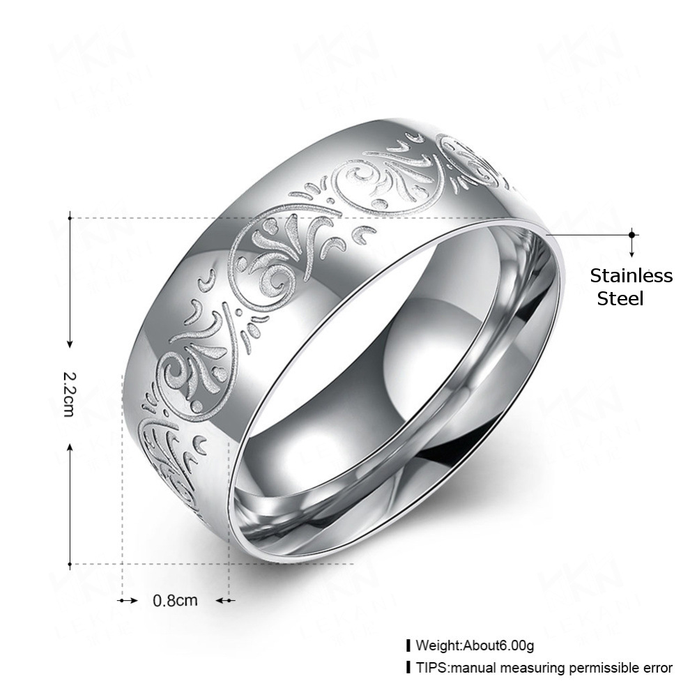 Silver 316 Stainless Steel Carved Simple Men Finger Ring Jewelry