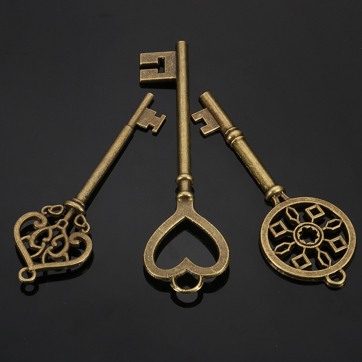 10Pcs Mixed Bronze Key Necklace Pendant Charm DIY