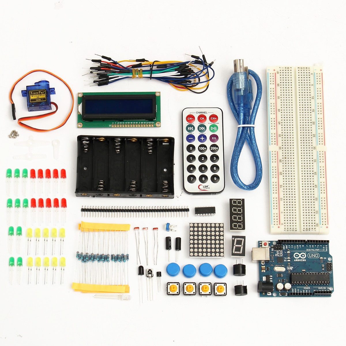 

Basic Starter Learning Kit UNO R3 1602LCD Sensor Breadboard For Arduino