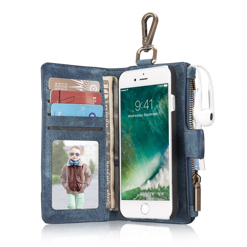 

Caseme Multifunctional Magnetic Detachable Zipper Wallet Case With Hanging Hook For iPhone 7 4.7"