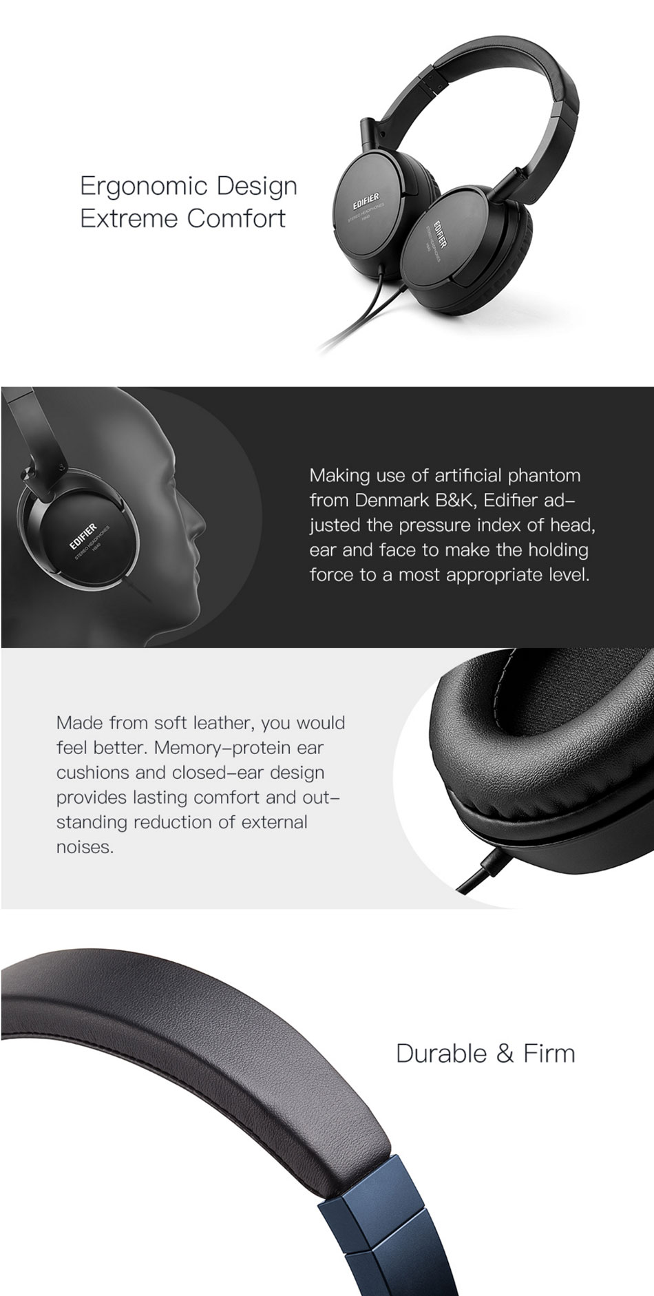 Edifier H840 Noise Cancelling Powerful Sound Ergonomic Ear Pads HIFI Headphone Headset 3.5mm AUX 13