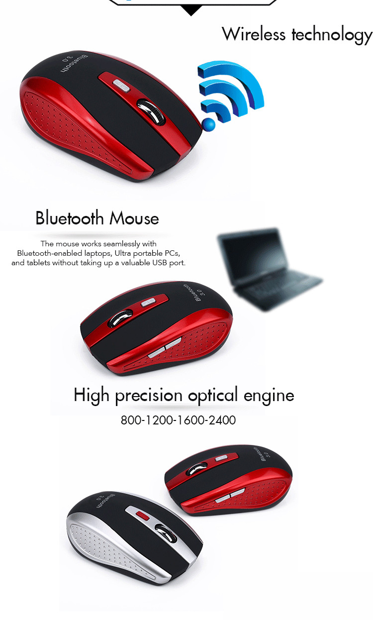 2400DPI Adjustable 6 Buttons Wireless Bluetooth 3.0 Smart Gaming Mouse for Laptop 48