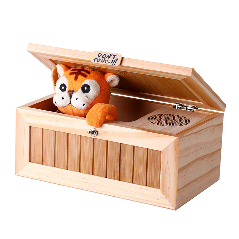 Upgrade Useless Box with Sound Cute Tiger 20 Modes Funny Toy Gift Stress-Reduction Desk Decoration - Photo: 1