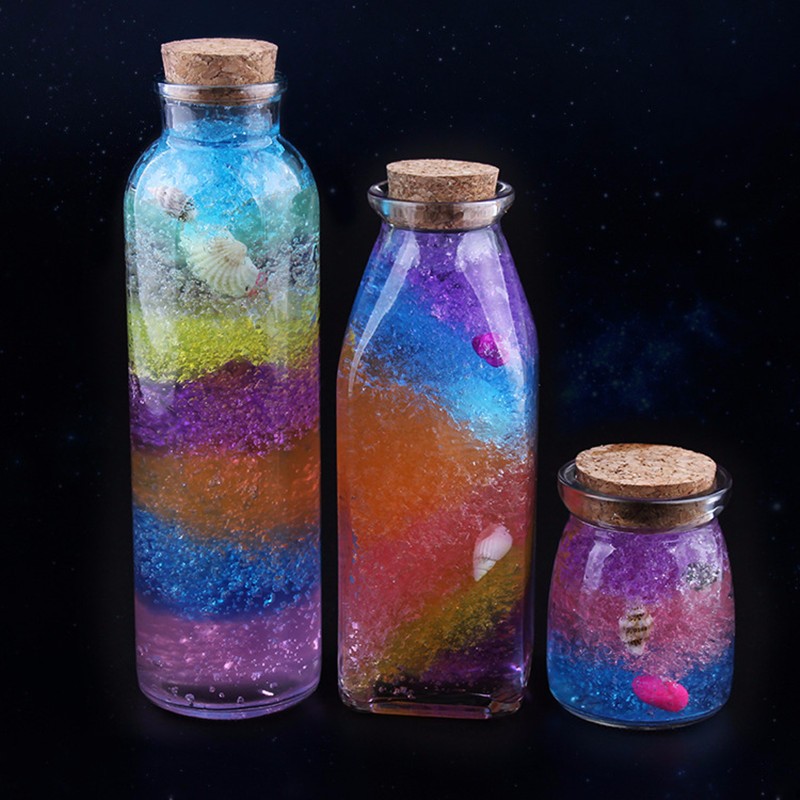 DIY Ocean In A Bottle Rainbow Bottle Expandable Water Balls Colorful Sea Bottle Grow In Water Toy - Photo: 2