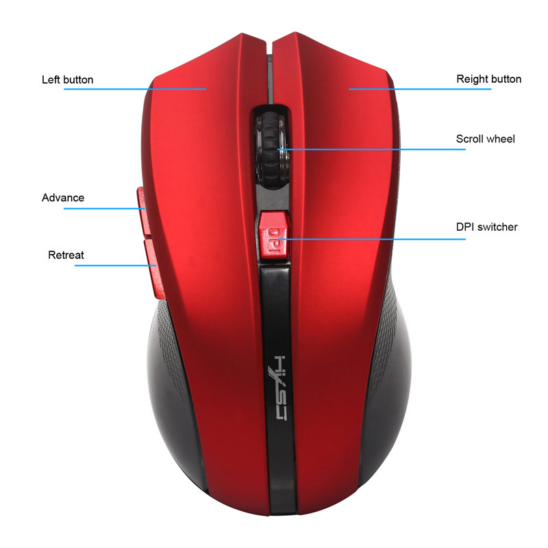HXSJ X50 Wireless Mouse 2400DPI 6 Buttons ABS 2.4GHz Wireless Optical Gaming Mouse 63