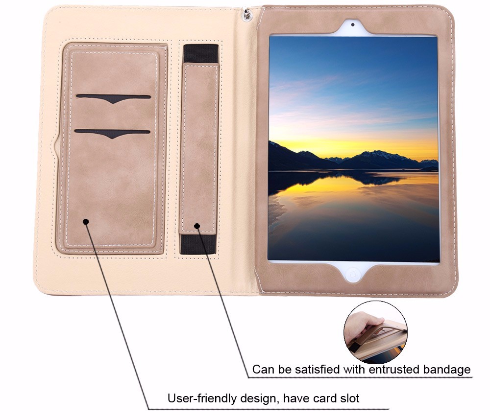 Multifunctional Card Slot Lanyard Leather Case For iPad Mini 4 14