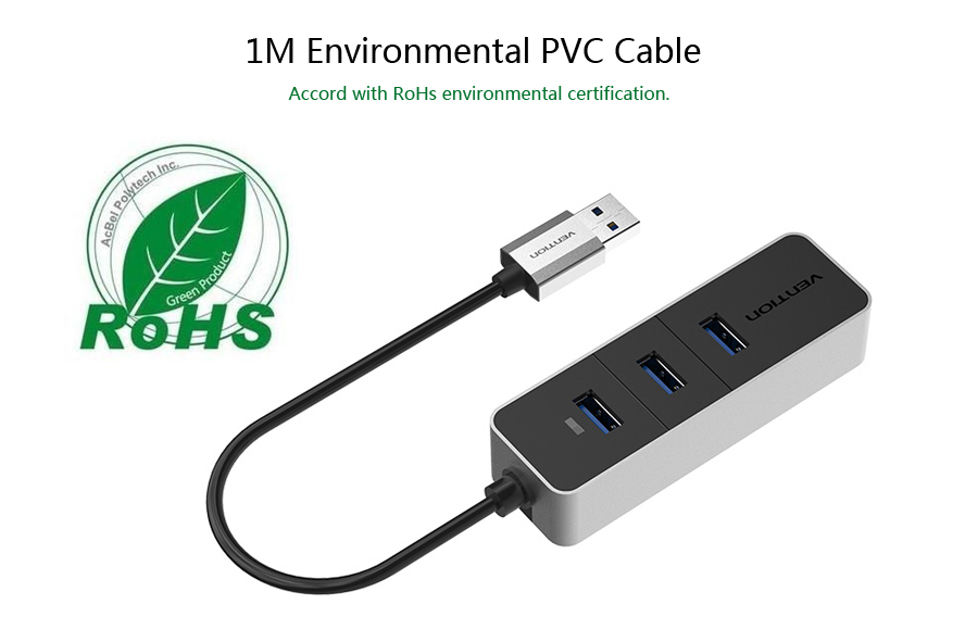 Vention VAS-J46 High Speed 3-Port USB 3.0 Audio External Sound Card Hub 13