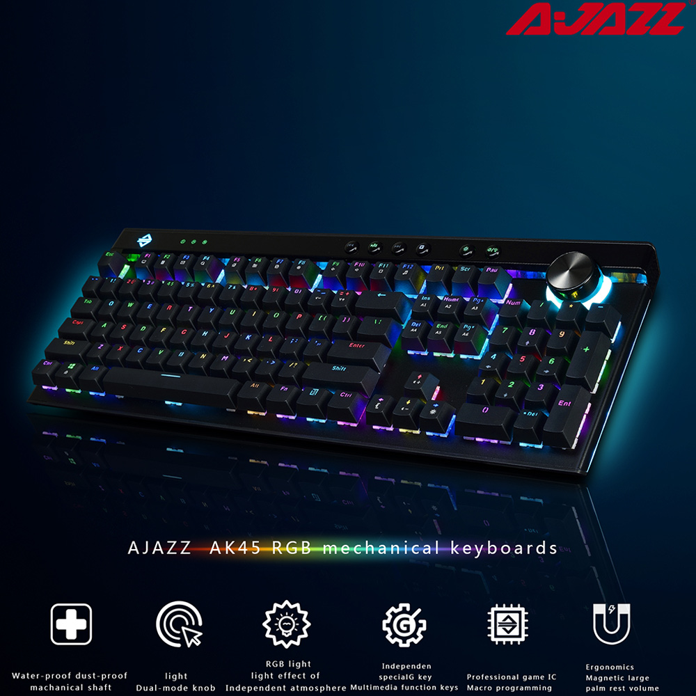 Ajazz AK45 104 Key BOX Switch RGB Mechanical Gaming Keyboard with Wrist Rest 27