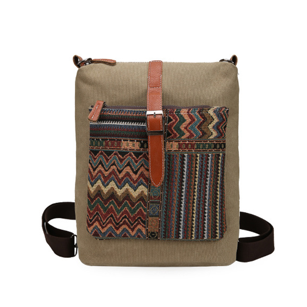 

Women Canvas Crossbody Bag Rainbow Color Retro Shoulder Bag Backpack