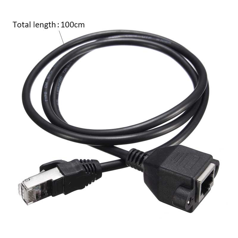 30cm/1M RJ45 Cable Male to Female Screw Panel Mount Ethernet LAN Network Extension Cable 90