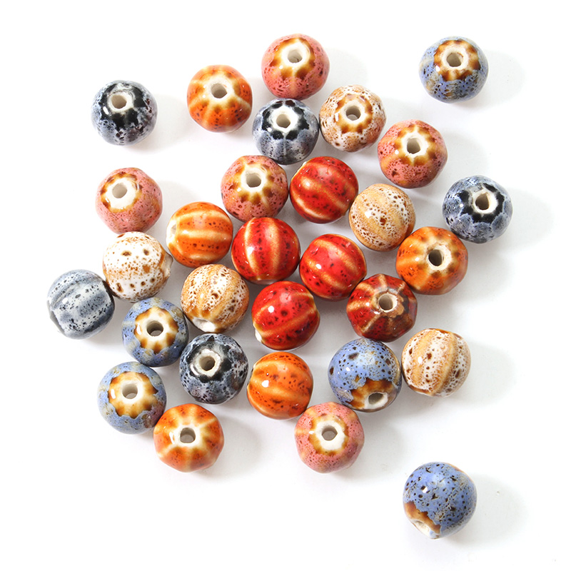 

12mm 5Pcs Ceramic DIY Jewelry Flower Glaze Watermelon Shape Loose Beads