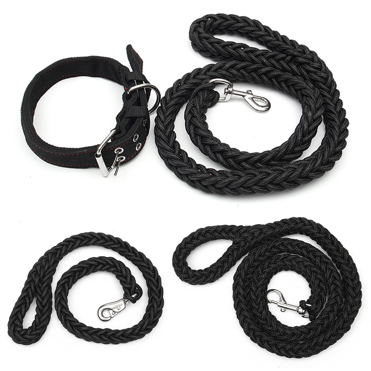 

120CM Pet Dog Durable Strong Nylon Braided Lead Leash Handle Rope With Collar