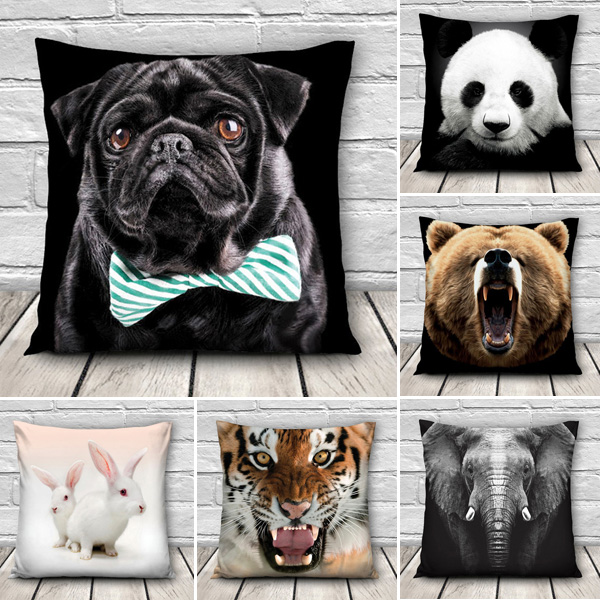 3D Animal Patterns Pillow Case Cushion Cover