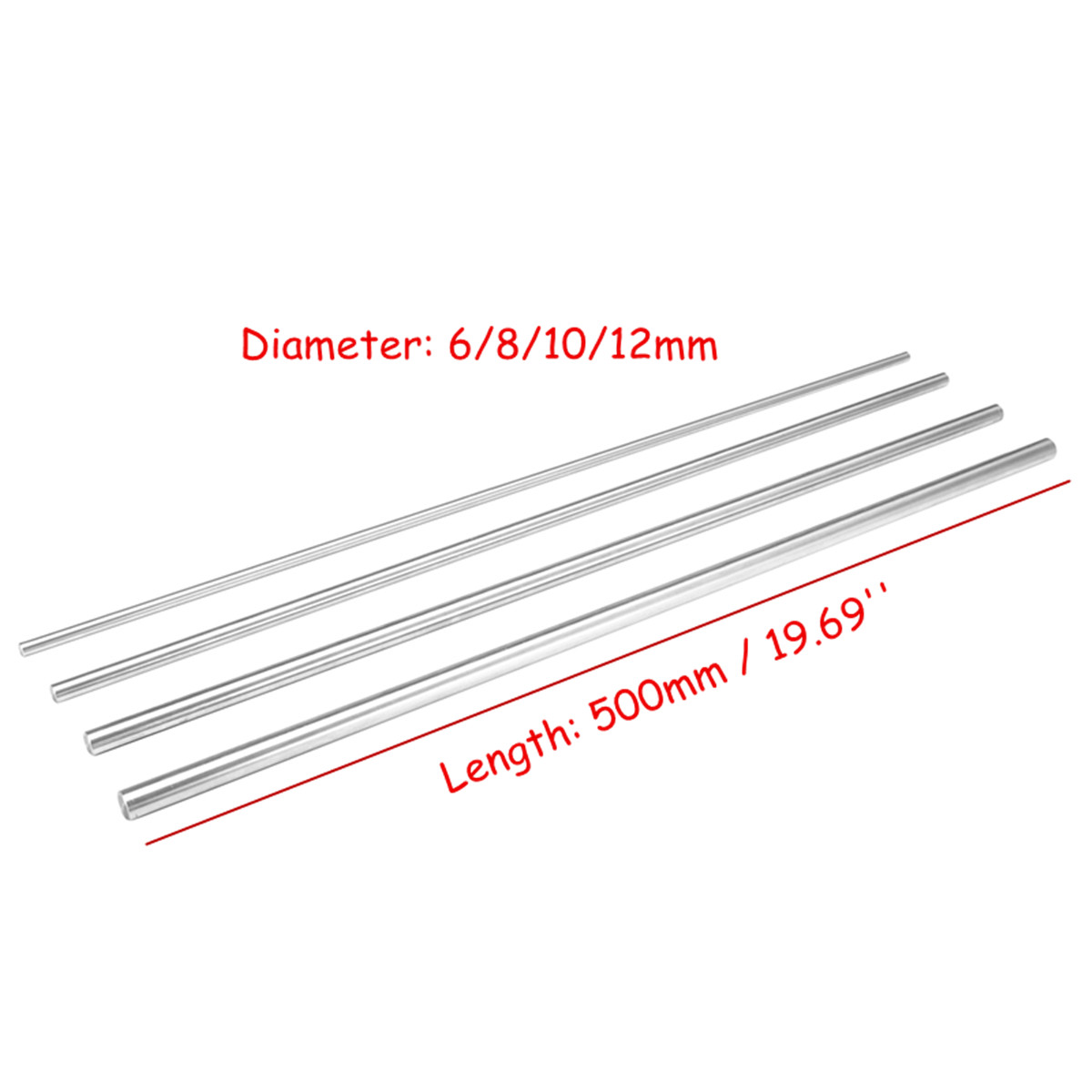 500mm Steel Cylinder Linear Rail Linear Shaft Optical Axis 6/8/10/12mm Diameter Rod 11