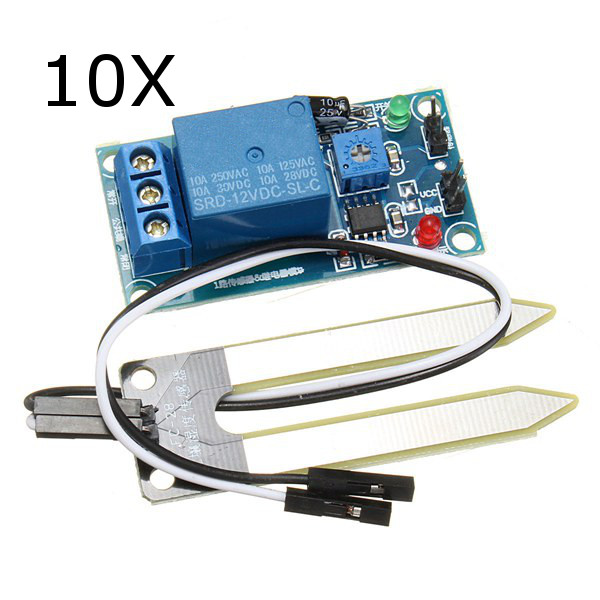 

10Pcs DC 12V Relay Controller Soil Moisture Humidity Sensor Module Automatically Watering