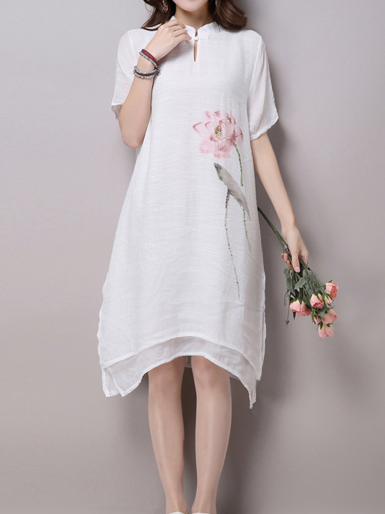 Lotus Flower Printing Dress