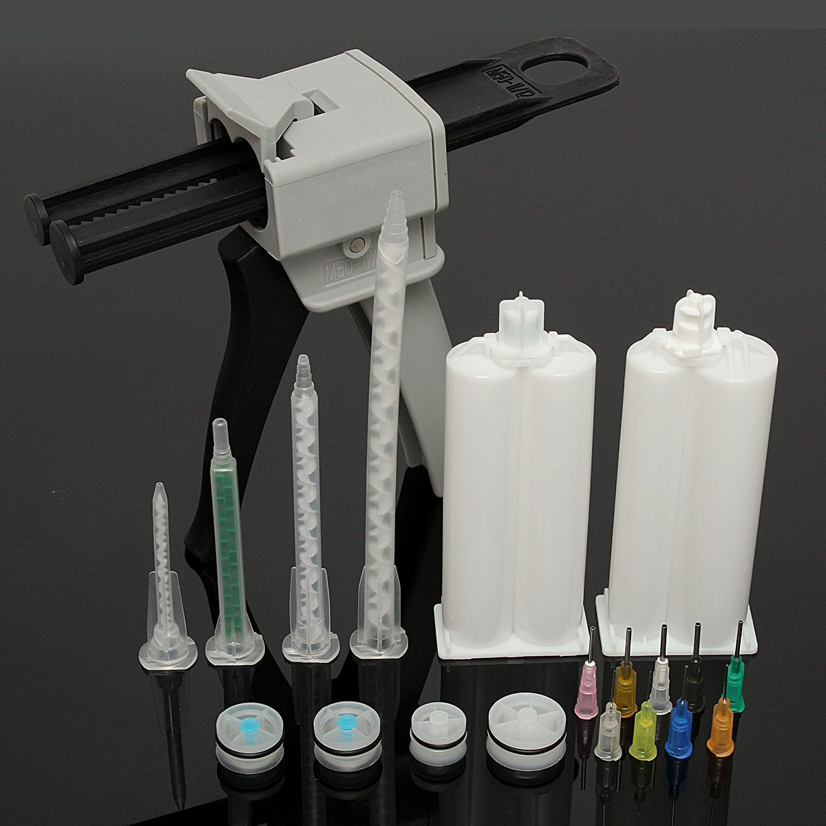 

50ML 1:1+2:1 Epoxy Resin Gun Dispenser with Static Mixing Nozzle Gun Applicator