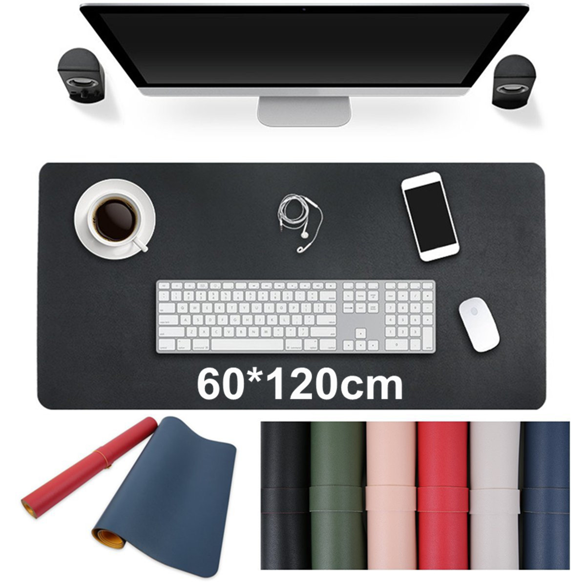120x60cm Both Sides Two Colors PU leather Mouse Pad Mat Large Office Gaming Desk Mat 66
