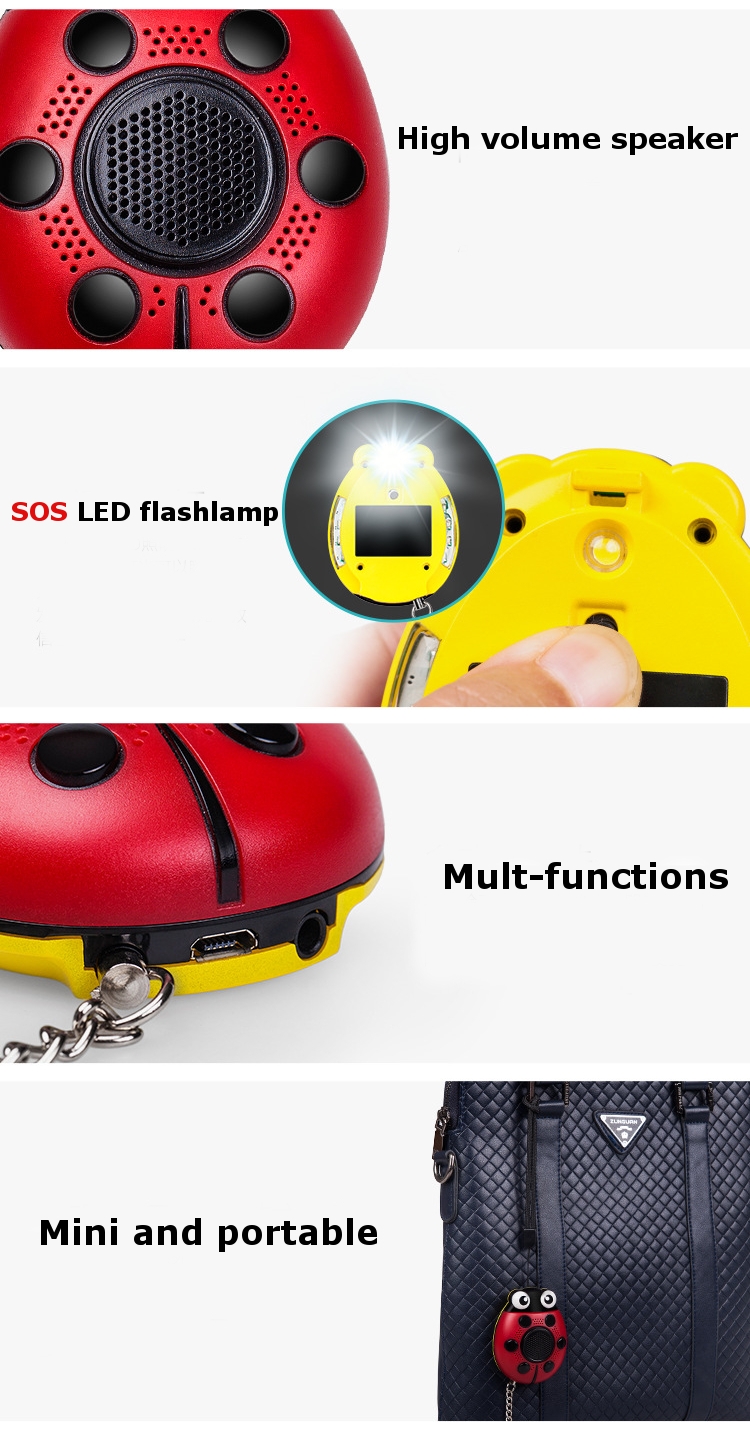 Beatles Portable Mini Speaker Defense Personal Alarm Key Chain With LED Flashlight For Women 97