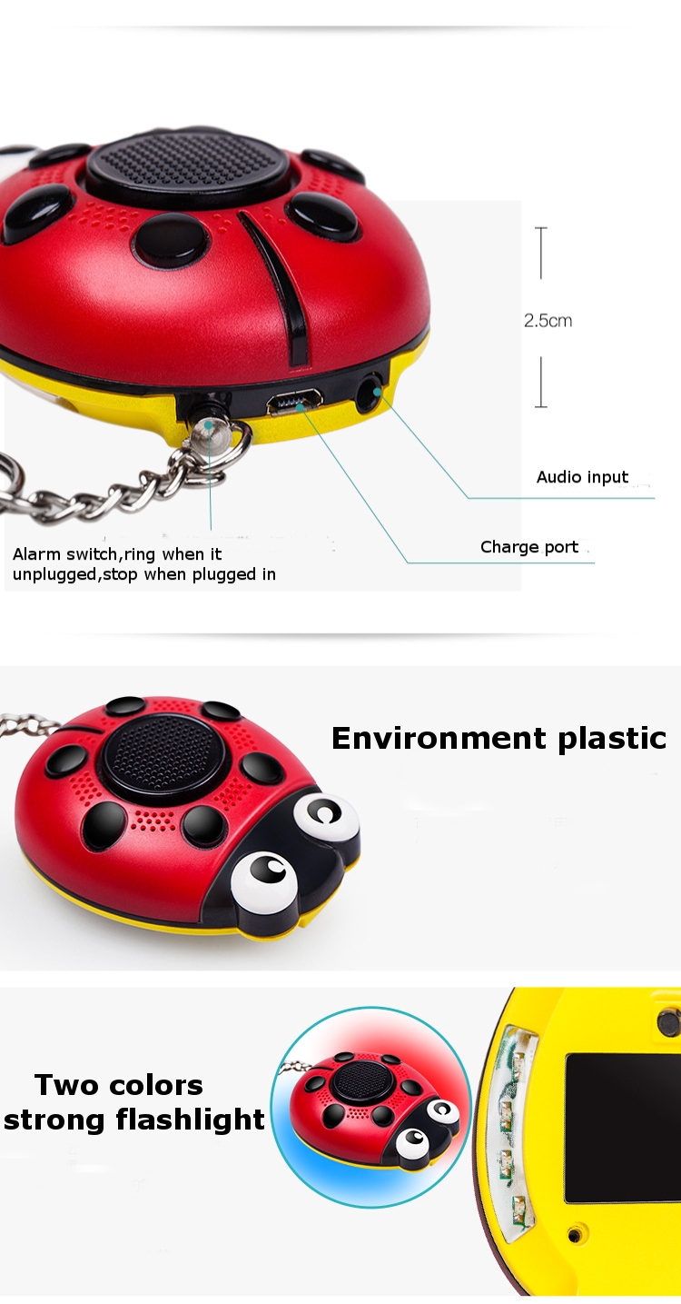 Beatles Portable Mini Speaker Defense Personal Alarm Key Chain With LED Flashlight For Women 14