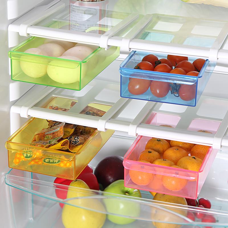

Slide Kitchen Fridge Freezer Space Saver Refrigerator Storage Rack Shelf Multifunction Storage Tools
