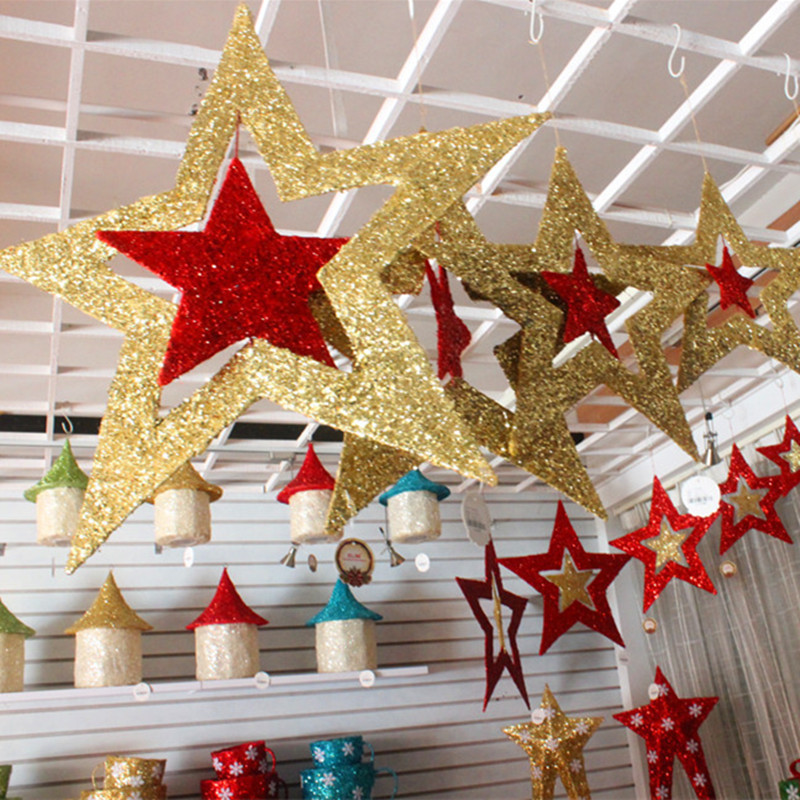 

Christmas Ornaments Shiny Star Xmas Tree Ceiling Wall Hanging Decoration