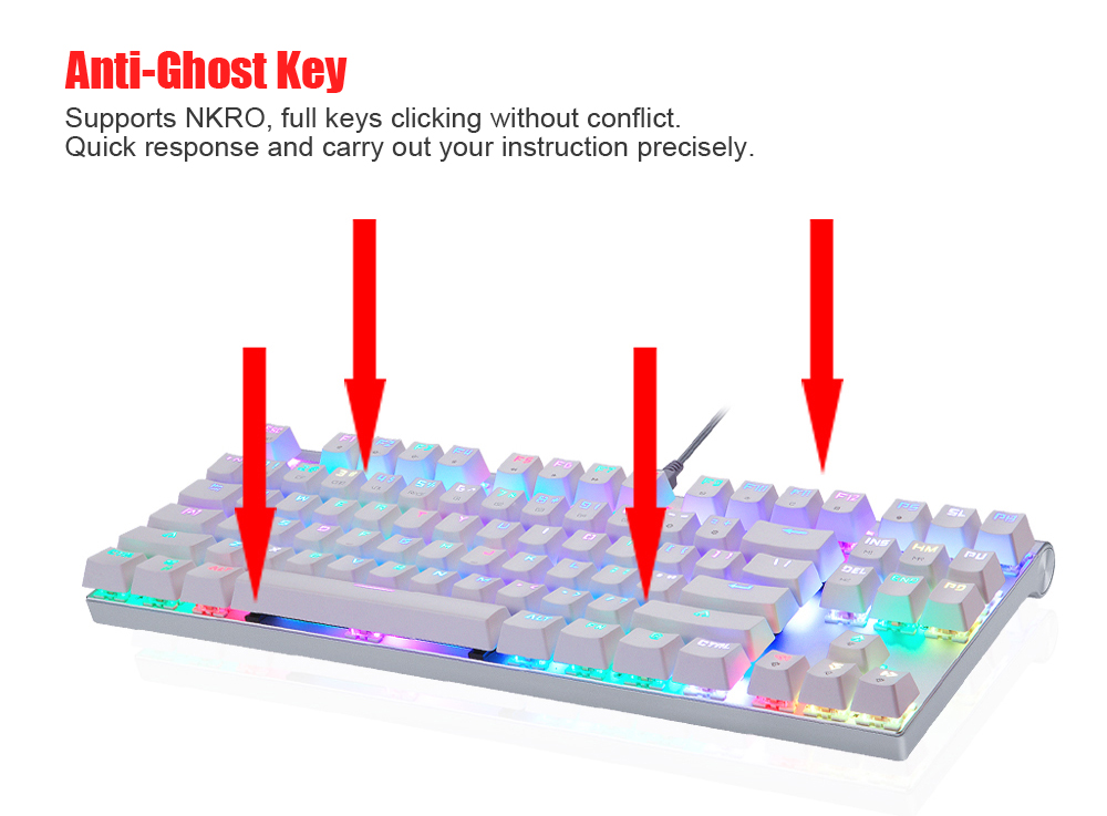 Motospeed CK101 87 Key NKRO RGB Backlit Mechanical Gaming Keyboard Outemu Red Blue Switch 8