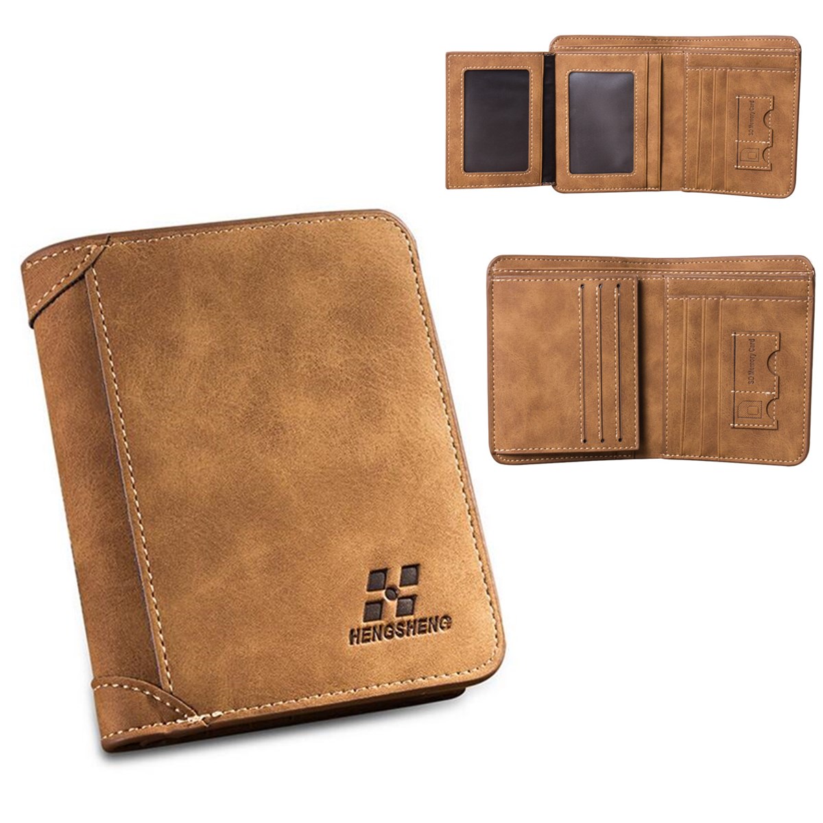 IPRee® Men's Vintage RFID Blocking Trifold Wallet PU Leather ID Credit Card Holder 14