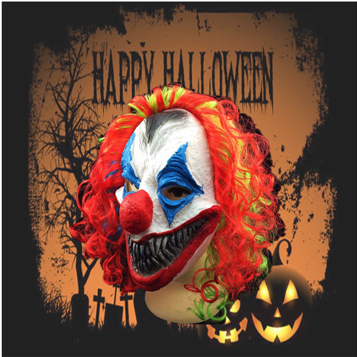 New Halloween Mask Creepy Clown Head Adult Costume Party Fancy Prop Random Colo - Photo: 1