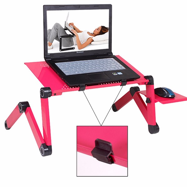 Adjustable Foldable Laptop Notebook PC Desk Table Vented Stand Bed Tray w/ Fan 