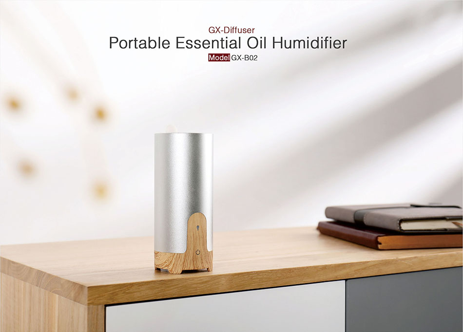 GX-Diffuser GX-B02 Protable Essential Oil Humidifier Aromatherapy Diffuser Metal & Wood Grain Style 10