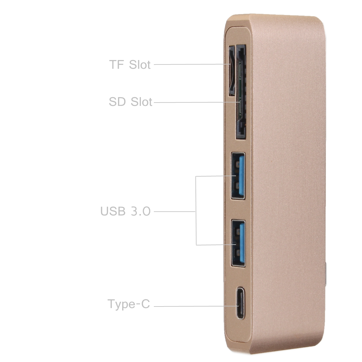 Multifunction USB Hub Type-C to Type-C USB 3.0 2Ports TF SD Card Reader for Laptop PC 66