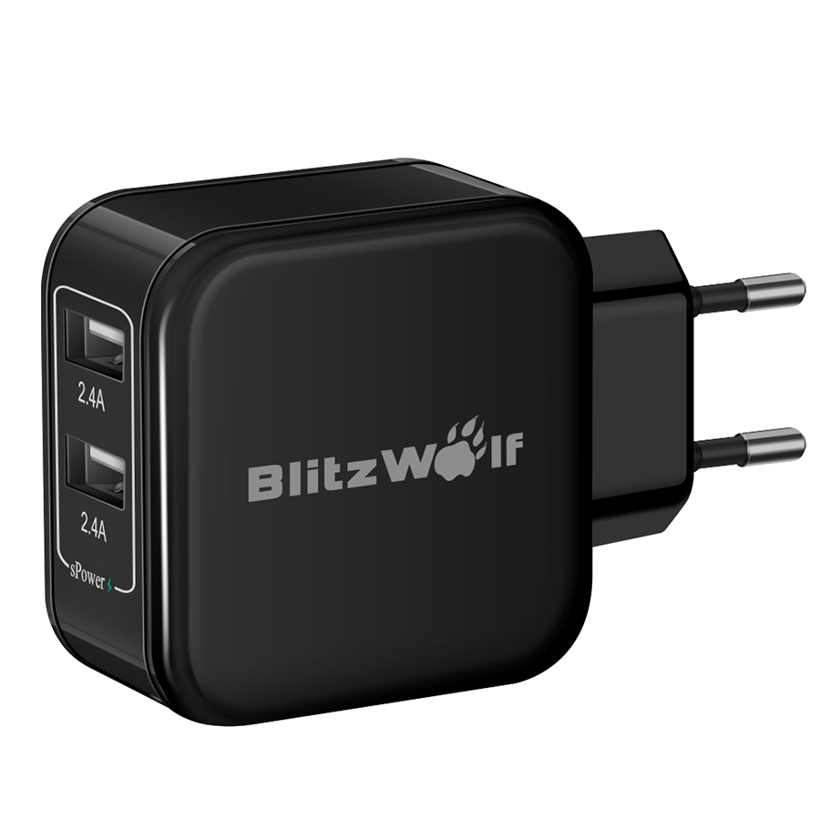BlitzWolf BW-S2 4.8A 24W Dual USB Travel Wall EU Charger

