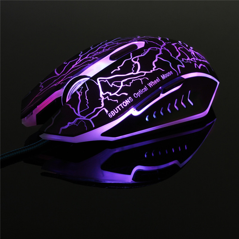 7 LED Colorful Optical 2400DPI 6 Buttons USB Wired Gaming Mouse 76