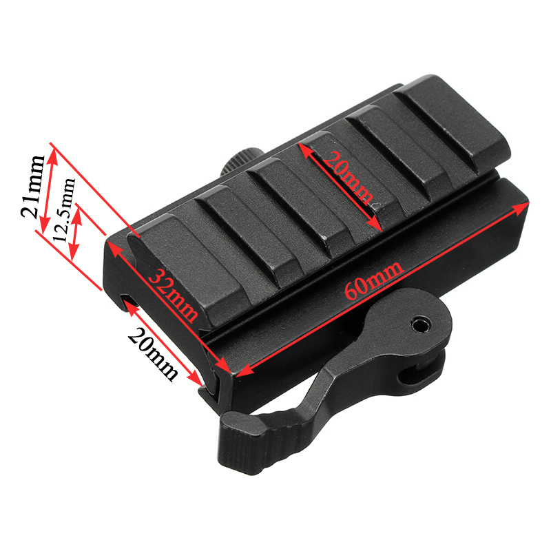 Quick Release Low Profile Compact Riser Quick Detachable 20mm Picatinny Rail Mount Adapter 14