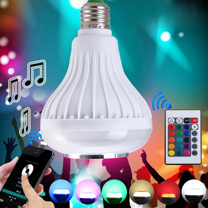 
E27 LED RGB Bluetooth Speaker Bulb Wireless 12W Power Music Playing Light LampDV Novatek NTK96660 