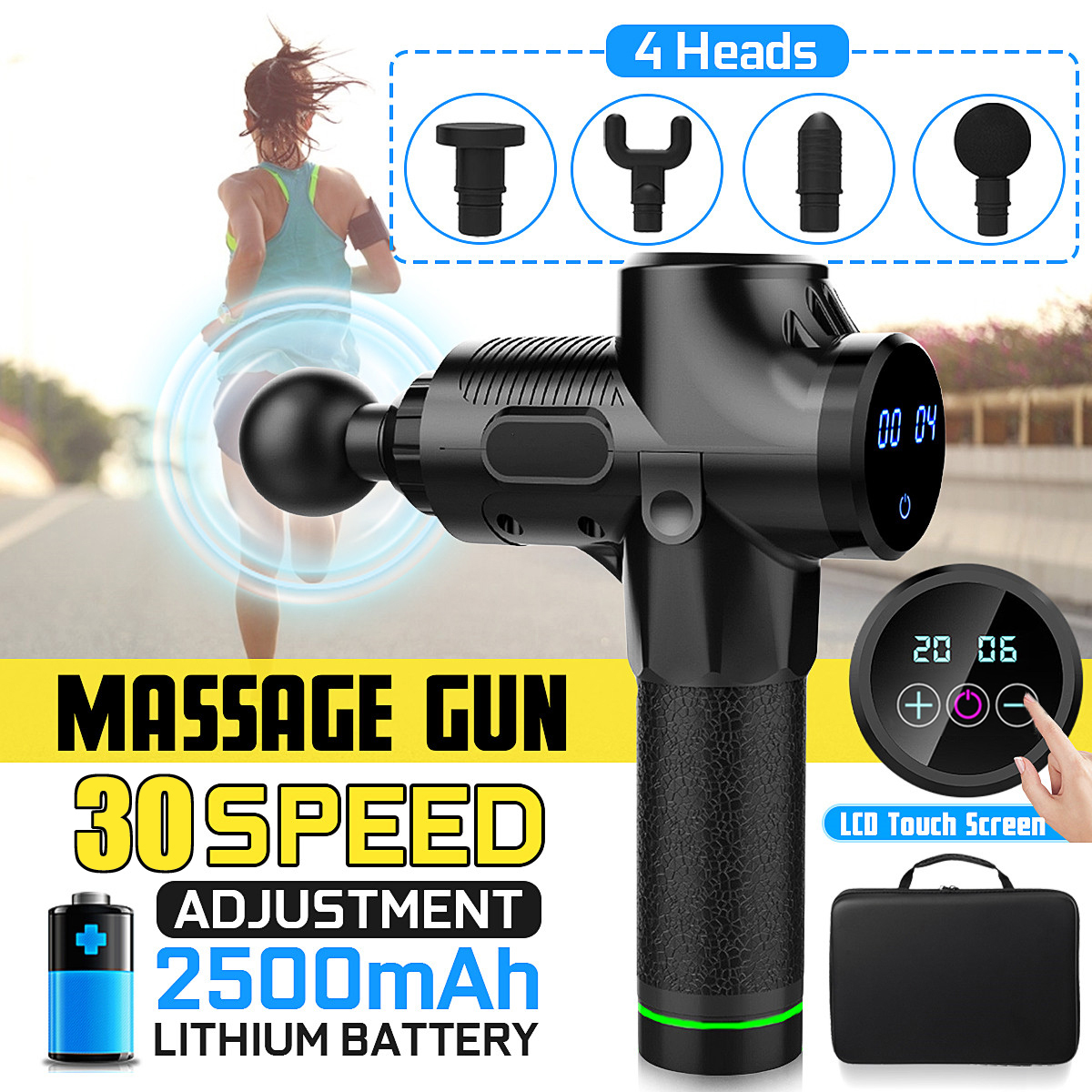 2500mAh Electric Massager Muscle Massage Therapy Vibration G un Deep Tissue Display Cordless Percussion Massager Percussion Massage Device 47