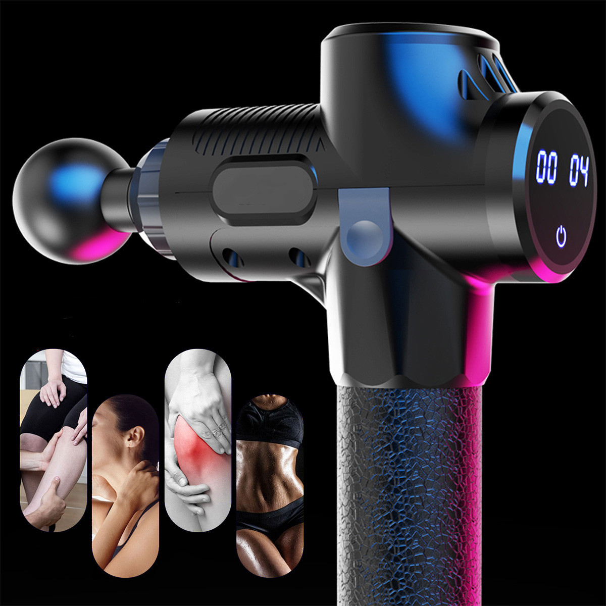 2500mAh Electric Massager Muscle Massage Therapy Vibration G un Deep Tissue Display Cordless Percussion Massager Percussion Massage Device 16