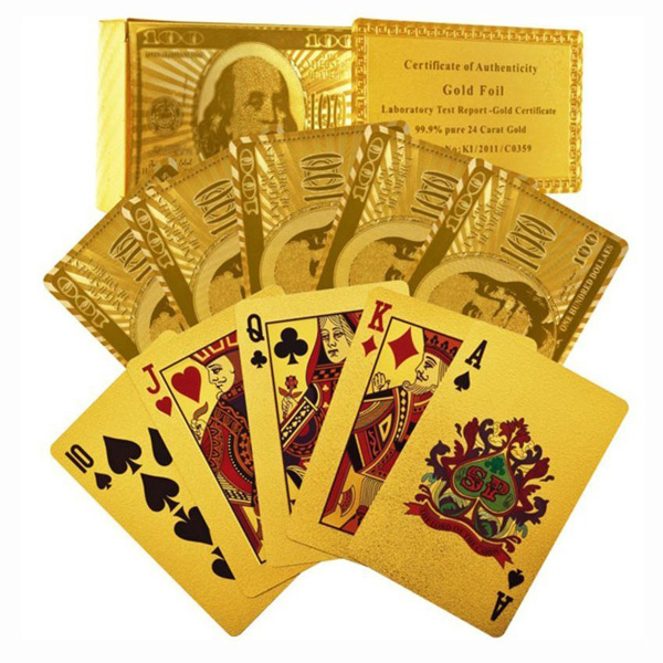 Сертифицированный чистого 24-каратного сусального золота гальваническим покер карты идеальный подарок
